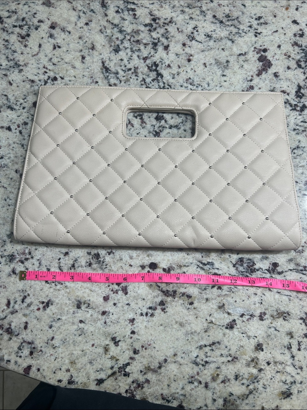 Cato Quilted Cream Cutout Handle Clutch
